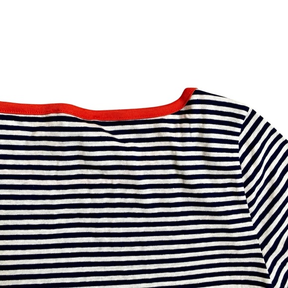 J.Crew NWT Striped Tee Red Trim Navy White Breton Cotton Blend Size Small - Picture 7 of 10